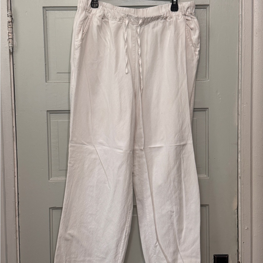 Amazon Women's Linen Wide Leg Pants - White